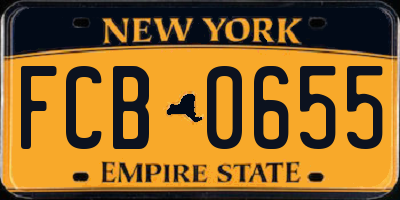 NY license plate FCB0655