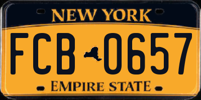 NY license plate FCB0657