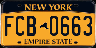 NY license plate FCB0663