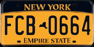 NY license plate FCB0664