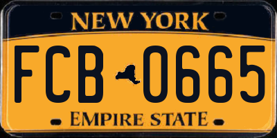 NY license plate FCB0665