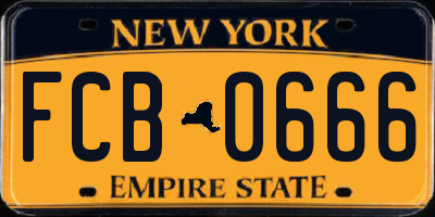 NY license plate FCB0666