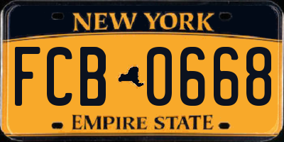 NY license plate FCB0668