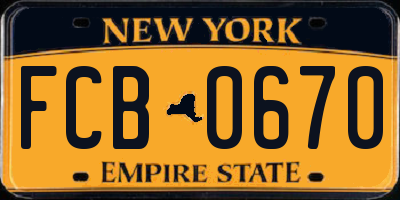 NY license plate FCB0670