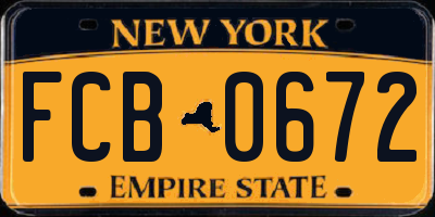NY license plate FCB0672