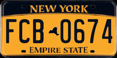 NY license plate FCB0674