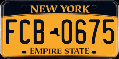 NY license plate FCB0675
