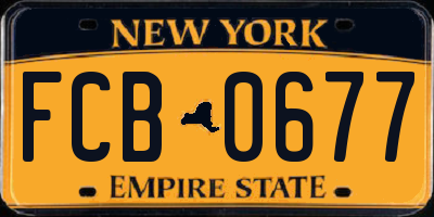 NY license plate FCB0677