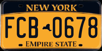 NY license plate FCB0678