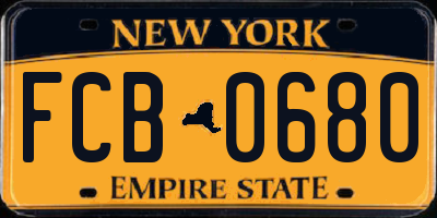 NY license plate FCB0680
