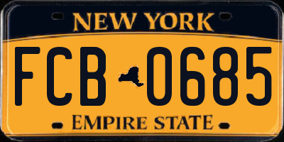NY license plate FCB0685
