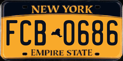 NY license plate FCB0686