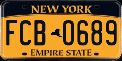 NY license plate FCB0689
