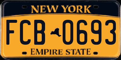 NY license plate FCB0693