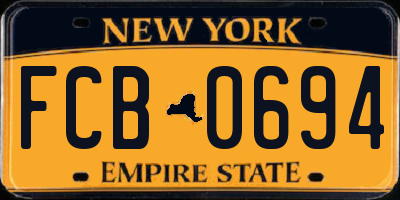 NY license plate FCB0694