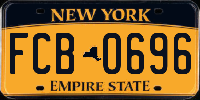 NY license plate FCB0696