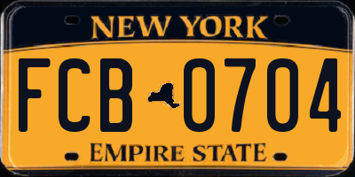 NY license plate FCB0704