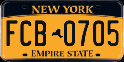 NY license plate FCB0705