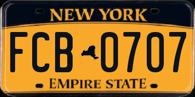 NY license plate FCB0707