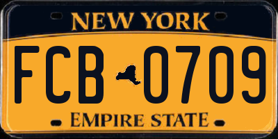NY license plate FCB0709