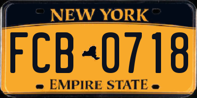 NY license plate FCB0718