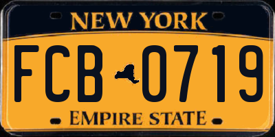 NY license plate FCB0719