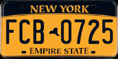 NY license plate FCB0725