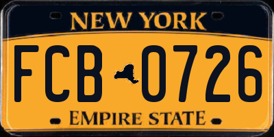 NY license plate FCB0726