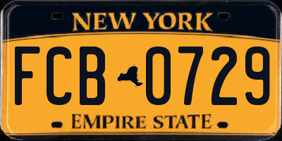 NY license plate FCB0729
