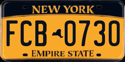 NY license plate FCB0730
