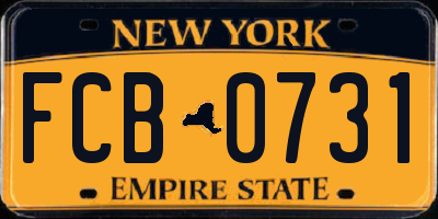 NY license plate FCB0731