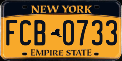NY license plate FCB0733