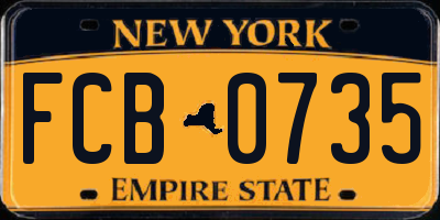 NY license plate FCB0735