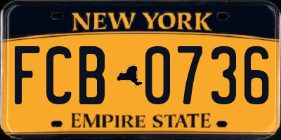 NY license plate FCB0736