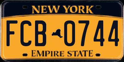 NY license plate FCB0744