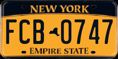 NY license plate FCB0747