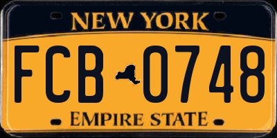 NY license plate FCB0748