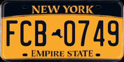 NY license plate FCB0749