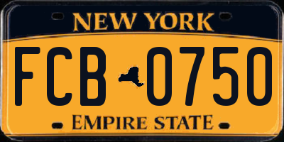 NY license plate FCB0750
