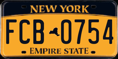 NY license plate FCB0754