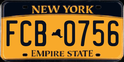 NY license plate FCB0756