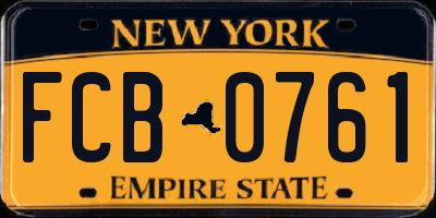NY license plate FCB0761