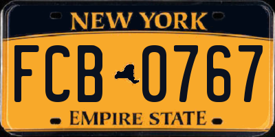 NY license plate FCB0767
