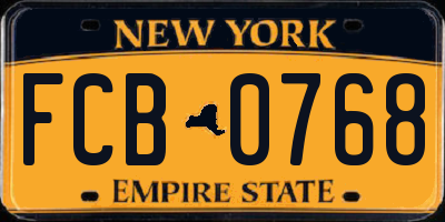 NY license plate FCB0768