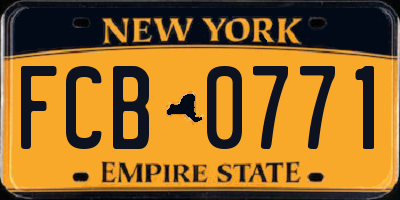 NY license plate FCB0771
