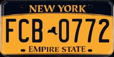 NY license plate FCB0772