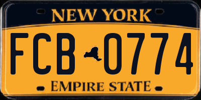 NY license plate FCB0774