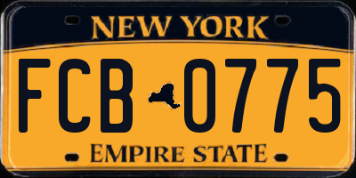 NY license plate FCB0775