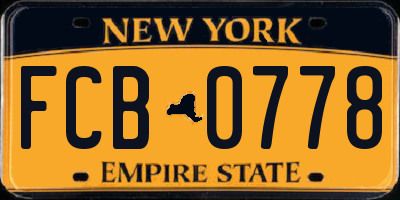 NY license plate FCB0778