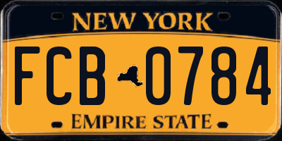 NY license plate FCB0784